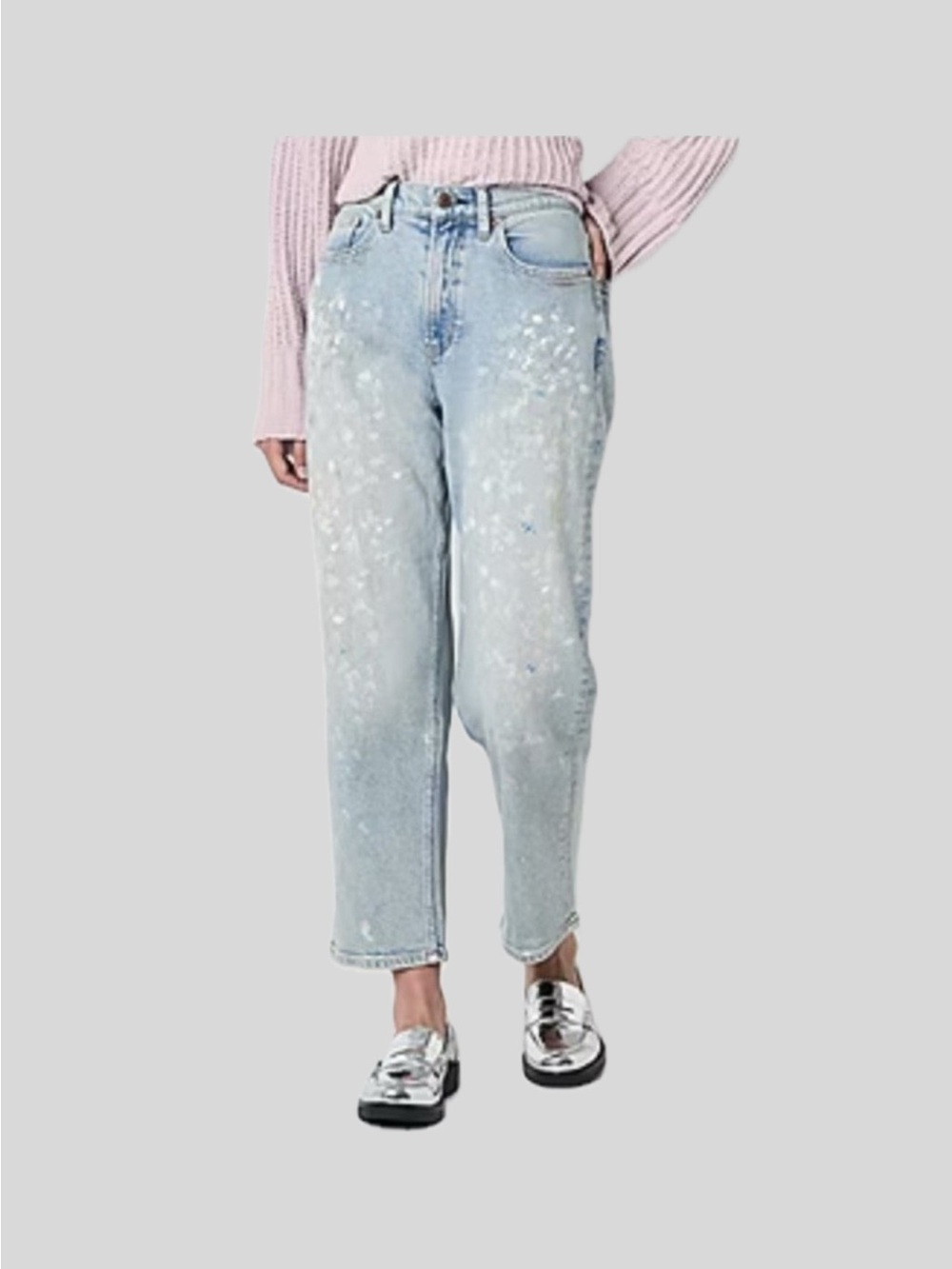 Arizona Jean Company Light Blue Paint-Splatter Boyfriend Jeans